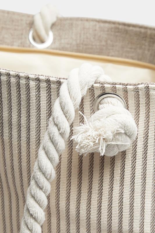 Brown Striped Rope Tote Bag | Yours Clothing 7