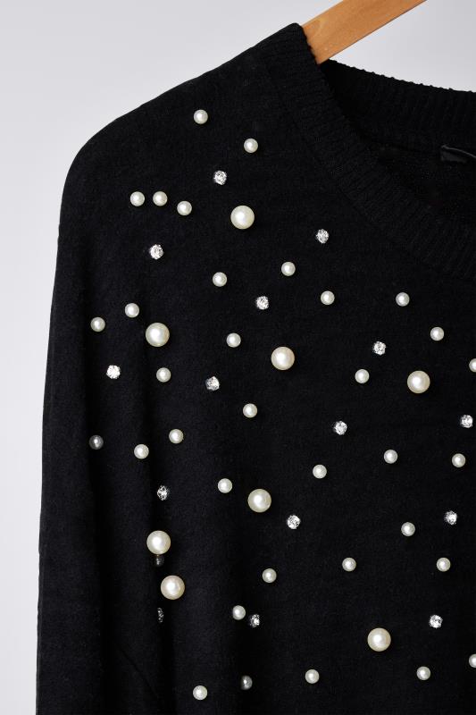 EVANS Plus Size Black Pearl Embellished Jumper Dress | Evans 7