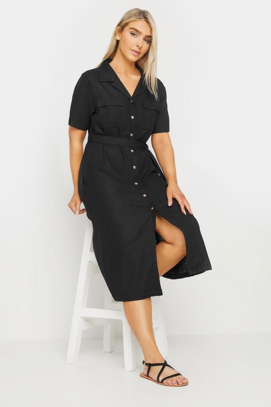 M&Co Black Linen Short Sleeve Shirt Dress | M&Co 2