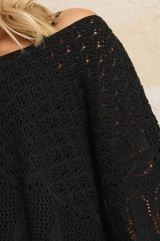 YOURS Plus Size Black Crochet Tunic Top | Yours Clothing 5