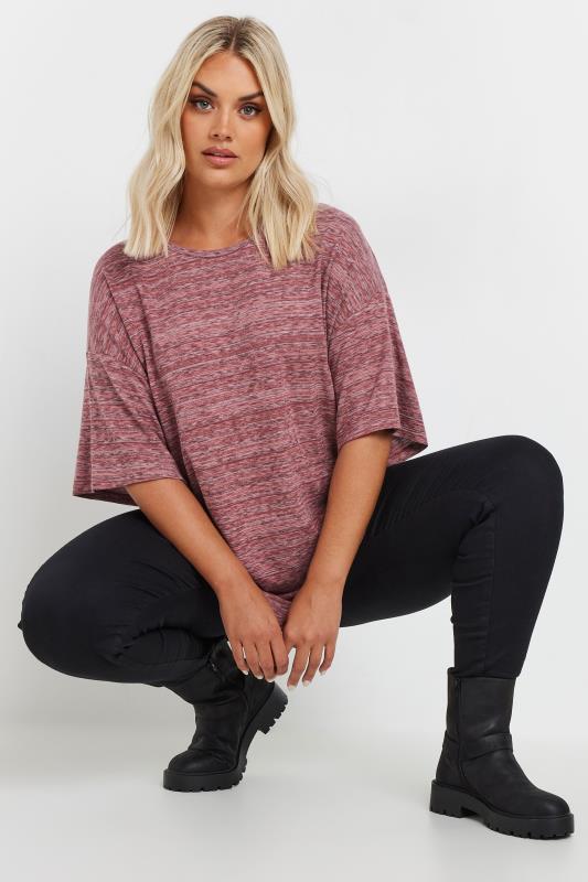 YOURS Plus Size Pink Striped Oversized Top | Yours Clothing 1