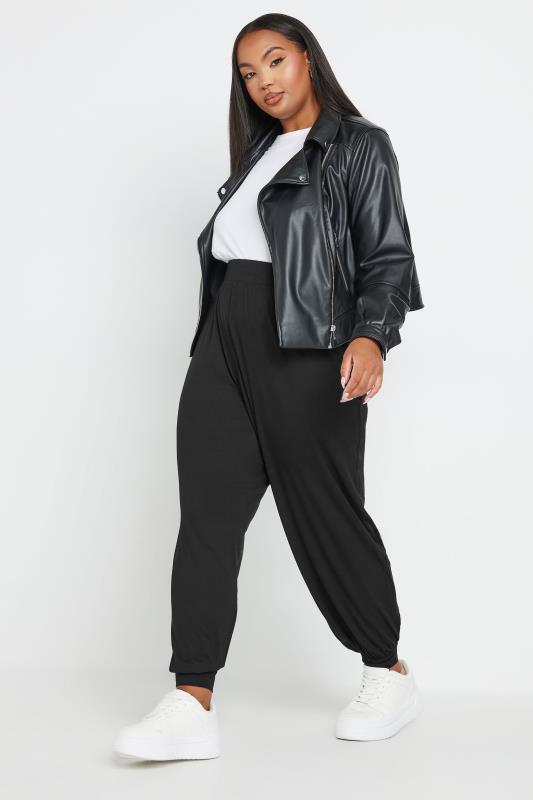 YOURS Plus Size Black Cuffed Harem Joggers | Yours Clothing 4