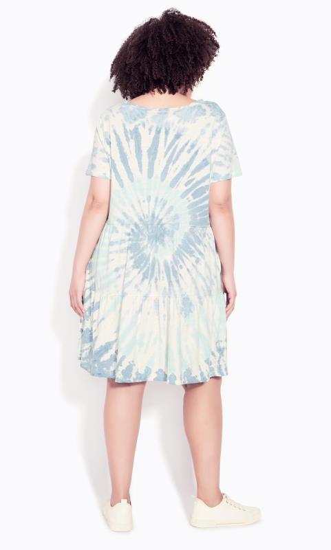 Zim & Zoe White & Blue Tie Dye Tiered Mini T-Shirt Dress 1