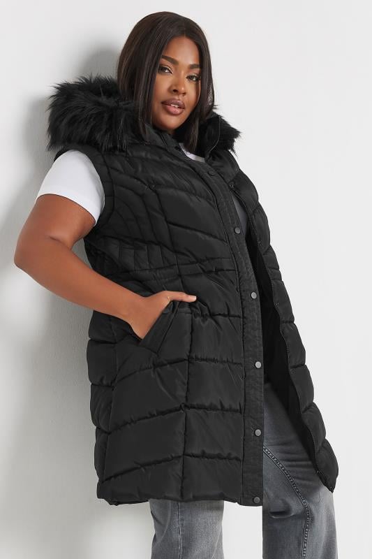 YOURS Plus Size Black 2 In 1 Midi Padded Coat | Yours Clothing 5