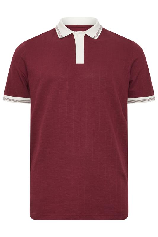 BadRhino Big & Tall Wine Red Mini Check Tipped Polo Shirt | BadRhino 5