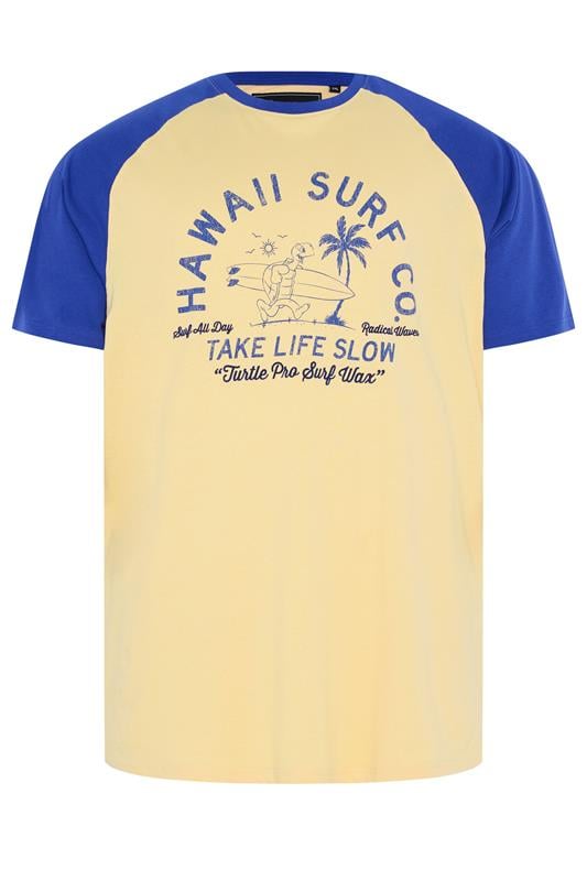 KAM Big & Tall Yellow 'Hawaii Surf' Raglan T-Shirt | BadRhino 1