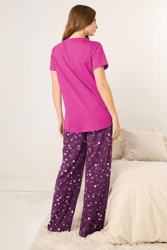 M&Co Pink 'Slow Sundays' Cotton Wide Leg Pyjama Set | M&Co 4