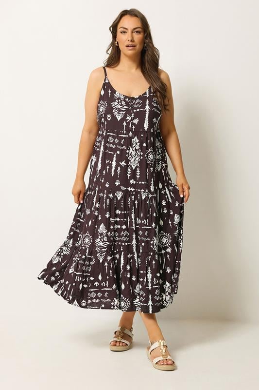  YOURS Curve Brown Tiered Maxi Dress
