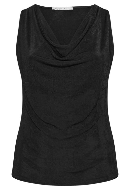 YOURS LONDON Plus Size Black Metallic Cowl Neck Top | Yours Clothing 5