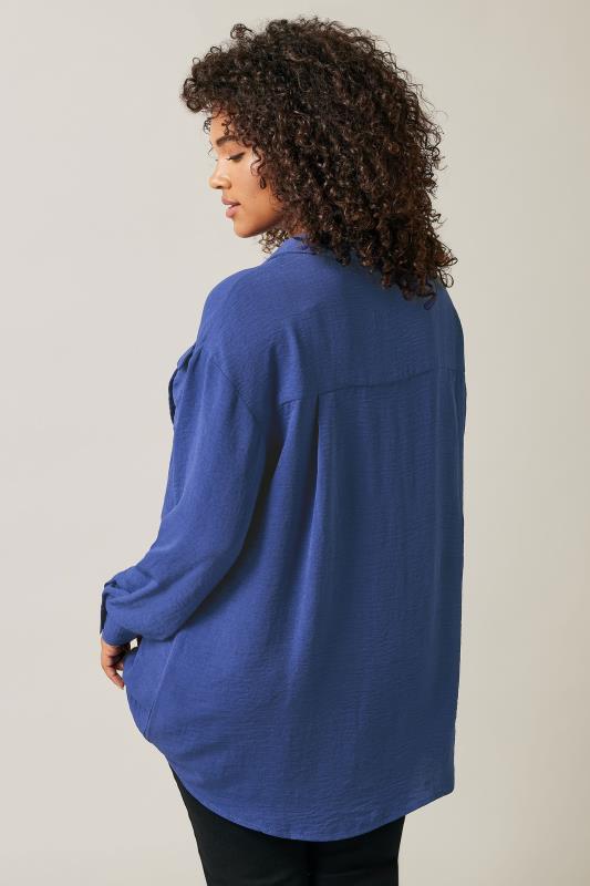 EVANS Plus Size Cobalt Blue Long Sleeve Utility Shirt | Evans  3