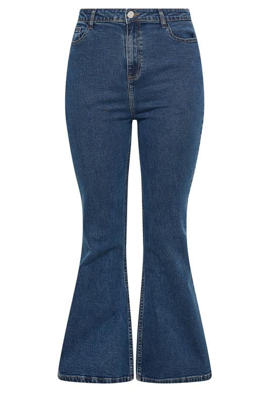 YOURS Plus Size Mid Blue Wash Flare Stretch Jeans | Yours Clothing 5
