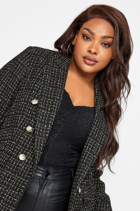YOURS Curve Black Metallic Boucle Blazer | Yours Clothing 5