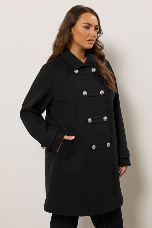 Plus Size  EVANS Curve Black Military Coat