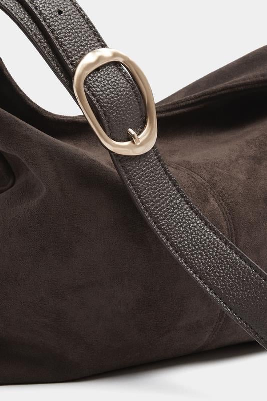 Chocolate Brown Brown Faux Suede Shoulder Bag | Yours Clothing 4