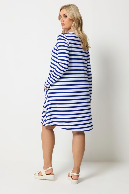 YOURS Plus Size Blue Stripe Drape Pocket Dress | Yours Clothing 2