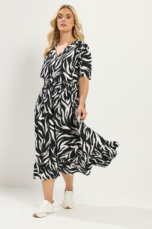 YOURS Plus Size Black Zebra Print Maxi Dress | Yours Clothing 1