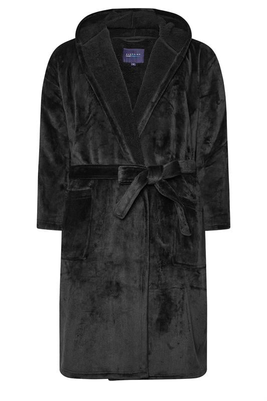 BadRhino Big & Tall Black Soft Fleece Dressing Gown | BadRhino 5