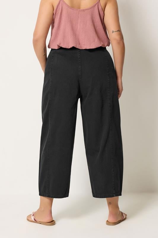 YOURS Plus Size Washed Black Crop Barrel Jeans | Yours Clothing 2