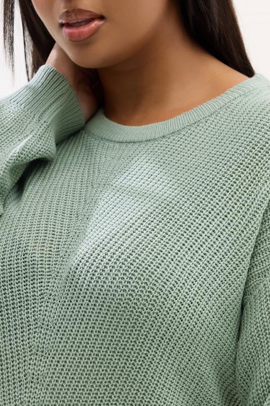 YOURS Plus Size Essential Sage Green Knitted Jumper | Yours Clothing 5