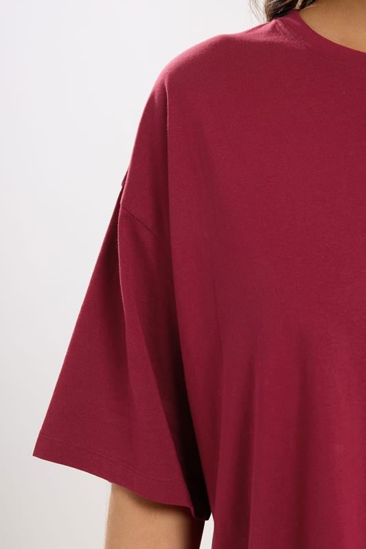 YOURS Plus Size Wine Red Relaxed Longline T-Shirt | Yours Clothing 4