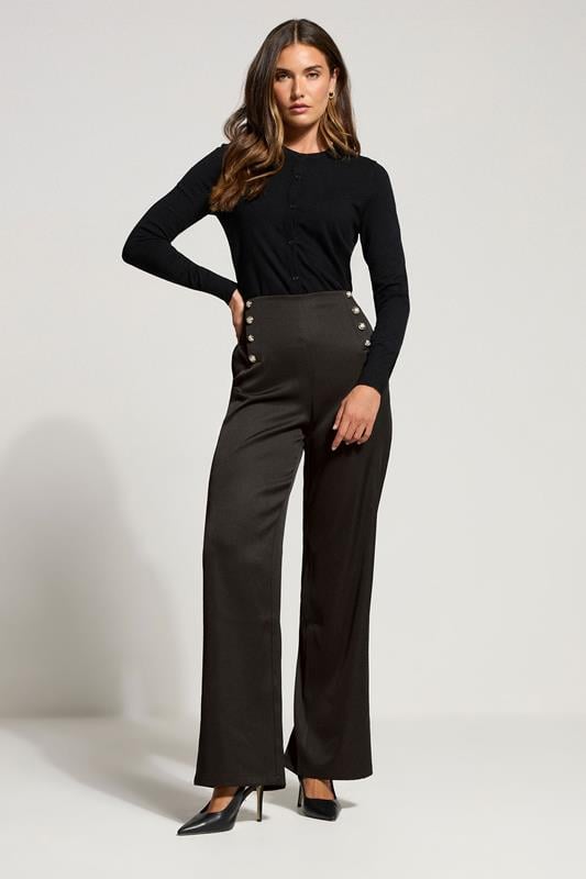 LTS Tall Black Military Button Detail Trousers