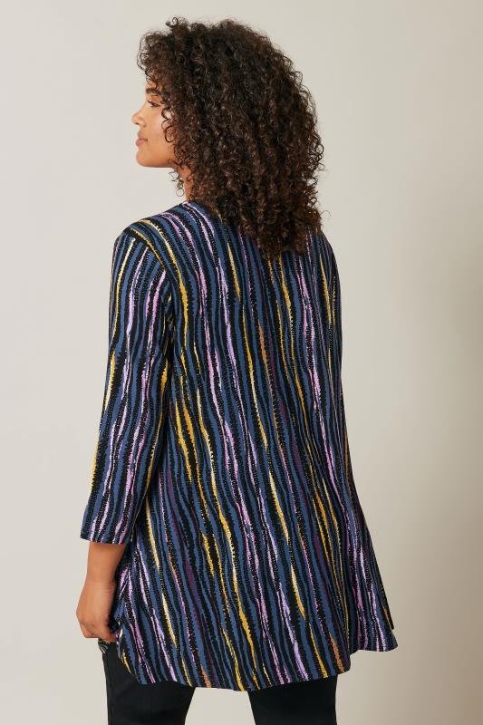 Evans Blue Stripe Print Pleat Front Tunic Top 3