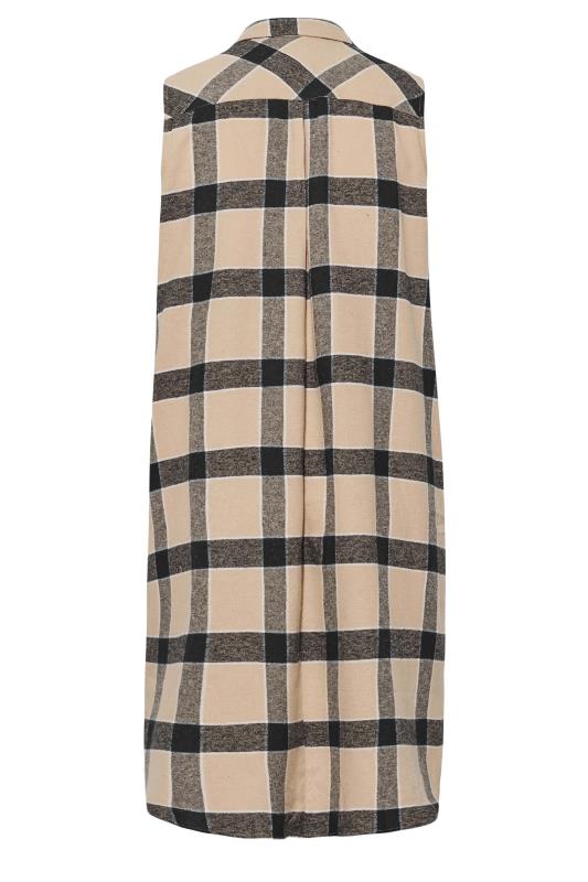 Plus Size Beige Brown Check Print Sleeveless Maxi Shirt | Yours Clothing 8