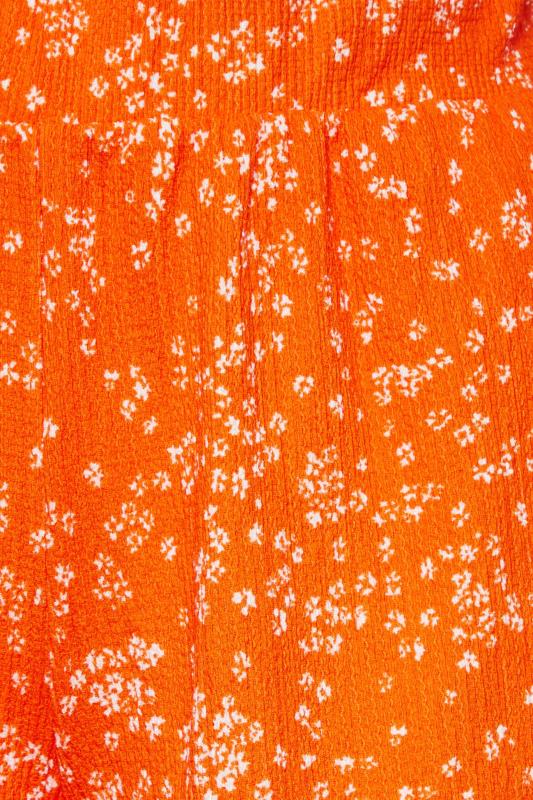 YOURS Plus Size Orange Ditsy Print Pull On Shorts | Yours Clothing 3
