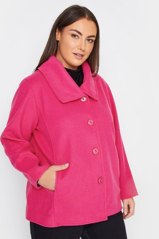 Plus Size  Manon Hot Pink Formal Button Coat