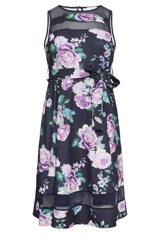 YOURS LONDON Plus Size Navy Blue Floral Skater Dress | Yours Clothing 5