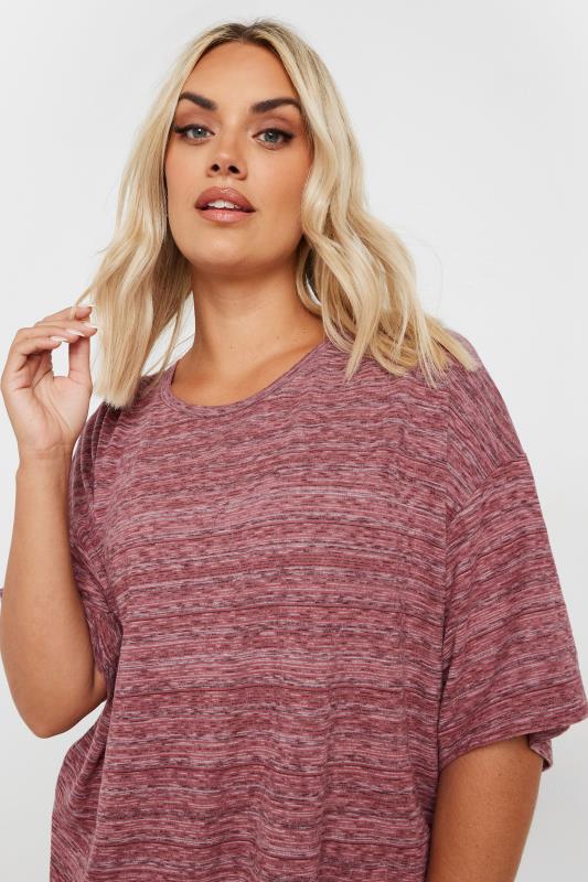 YOURS Plus Size Pink Striped Oversized Top | Yours Clothing 4