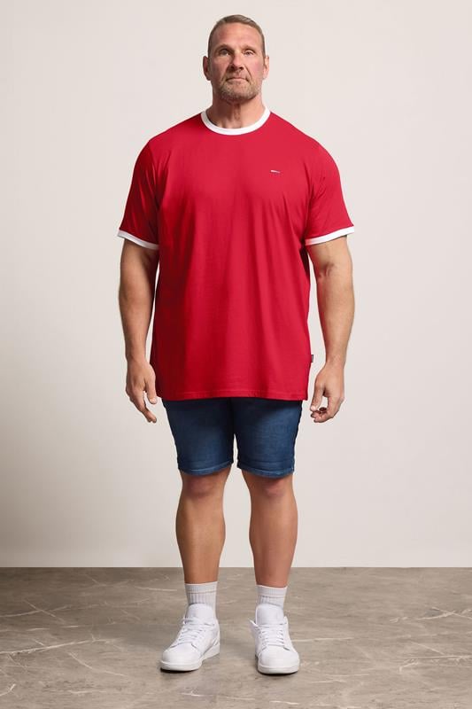 BadRhino Big & Tall Red Extra Long Ringer T-Shirt | BadRhino 1