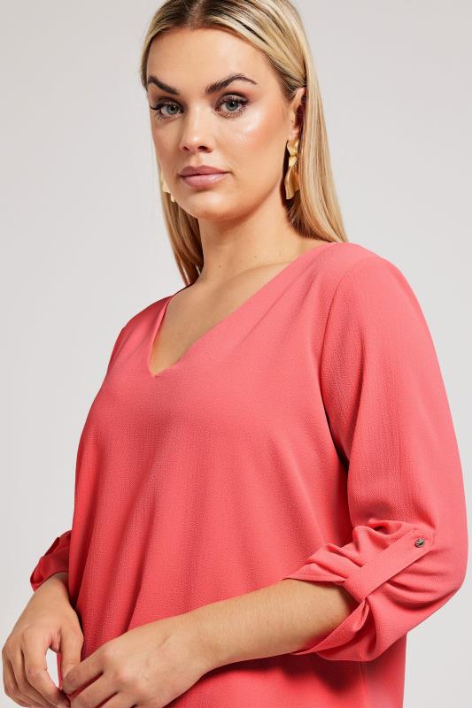 YOURS LONDON Plus Size Pink Asymmetric Hem Blouse | Yours Clothing 4