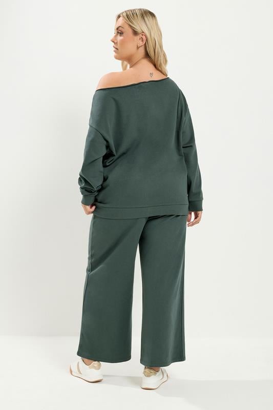 YOURS Plus Size Grey 'New York' Off Shoulder Sweatshirt & Jogger Set | Yours Clothing 2