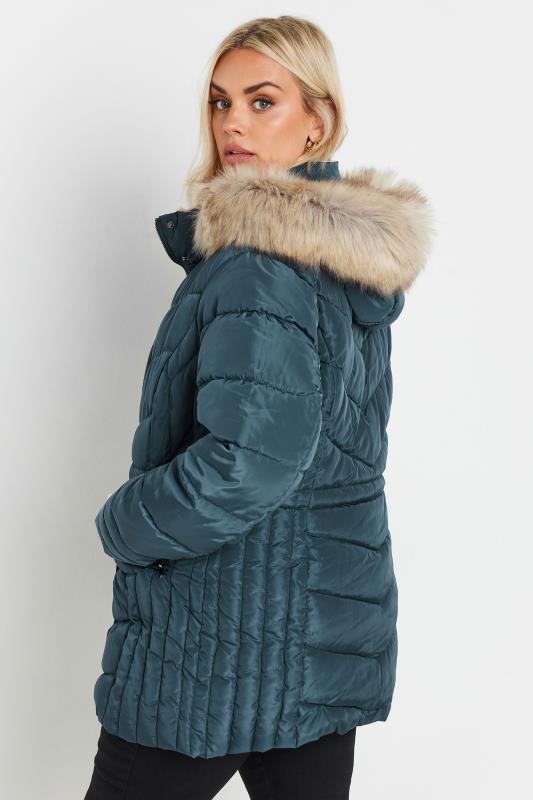 YOURS Plus Size Blue Padded Coat | Yours Clothing 3