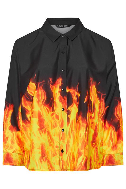 LIMITED COLLECTION Plus Size Black & Orange Flame Print Shirt | Yours Clothing 5