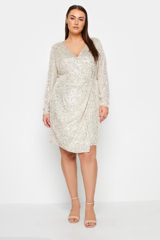 Plus Size  Avenue Gold Sequin Long Sleeve Mini Dress