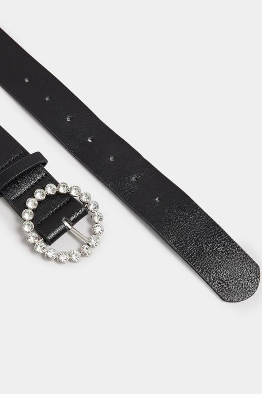 Black Diamante Circle Buckle Belt | Yours Clothing 4