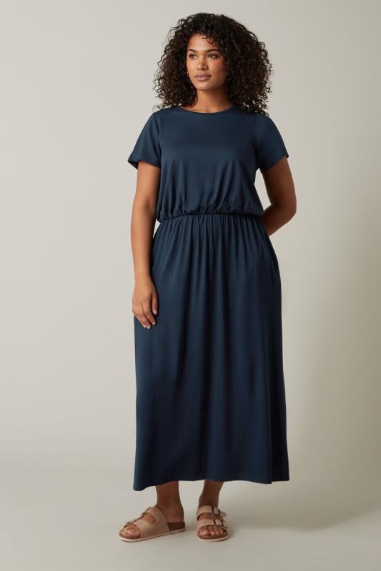 Plus Size  EVANS Curve Navy Blue Maxi Dress