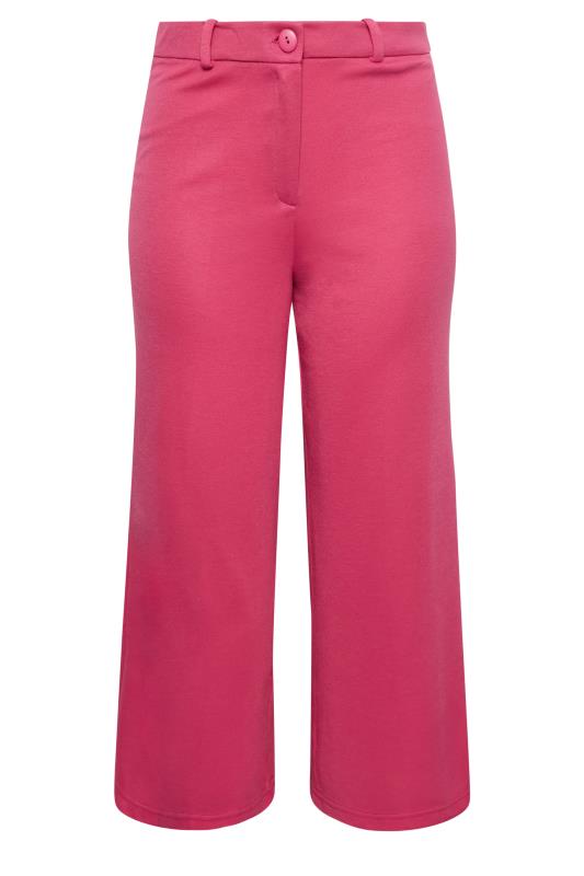 YOURS Plus Size Pink Wide Leg Button Up Trousers | Yours Clothing 4