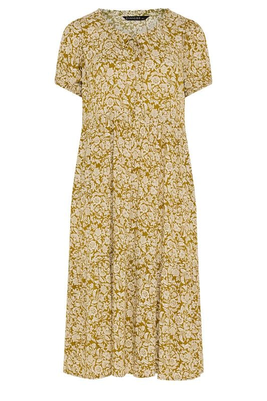 EVANS Curve Green Ditsy Floral Dress | Evans 5