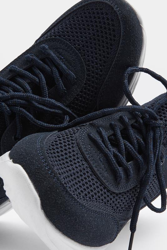 Navy Blue Knitted Trainers In Extra Wide EEE Fit | Yours Clothing 5