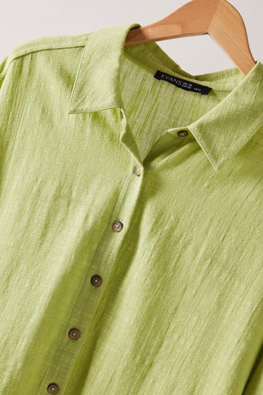 EVANS Plus Size Chartreuse Green Cotton Shirt | Evans 8