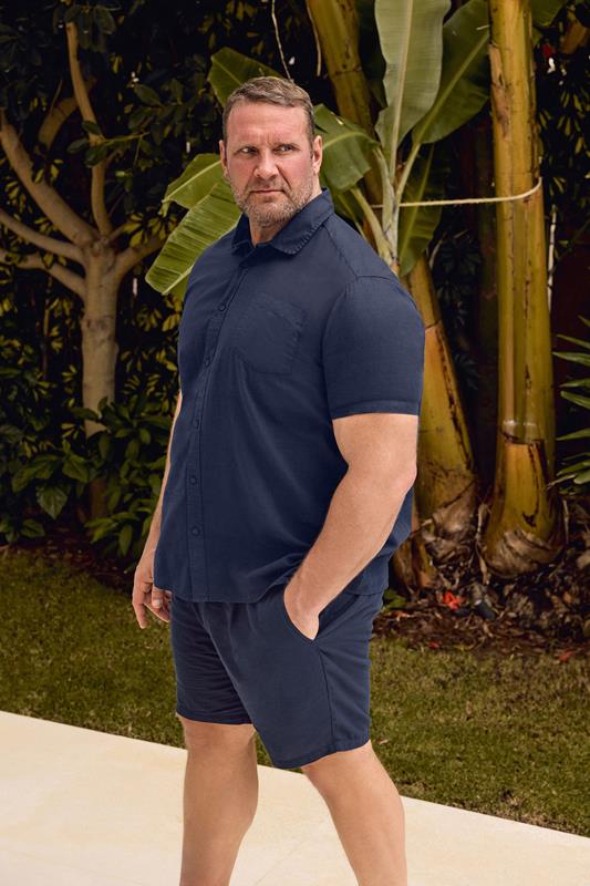 BadRhino Big & Tall Navy Blue Linen Shirt