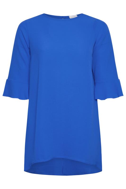 YOURS LONDON Plus Size Blue Flute Sleeve Tunic | Yours Clothing 5