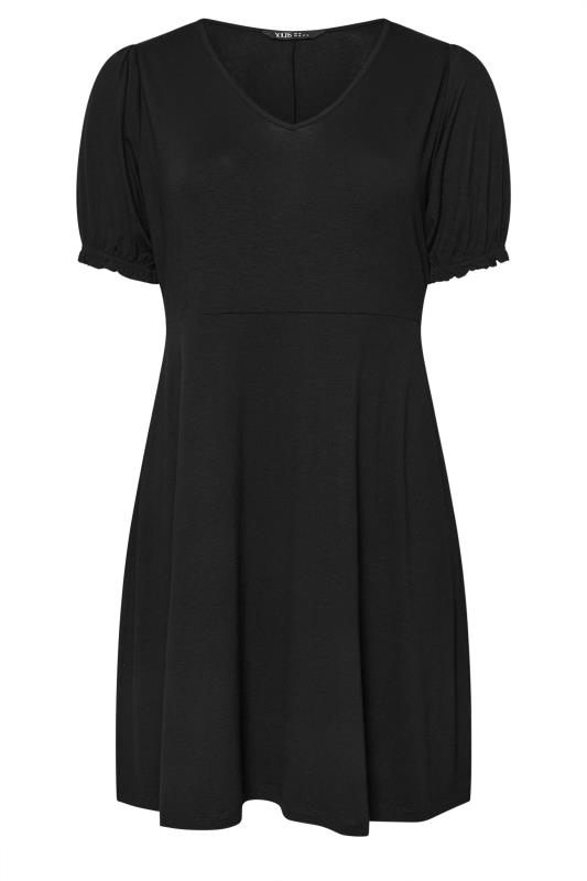 YOURS Plus Size Black Puff Sleeve Mini Dress | Yours Clothing 5