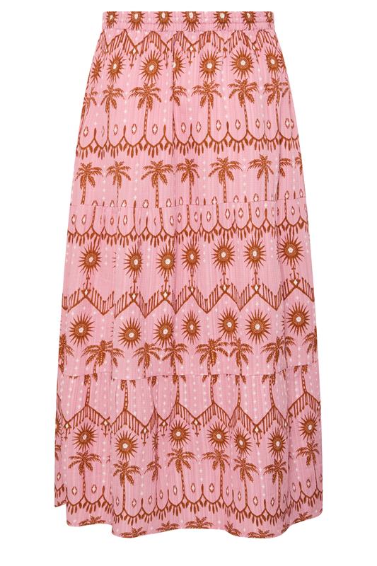 YOURS Plus Size Pink Palm Tree Printed Skirt | Yours Clothing 6