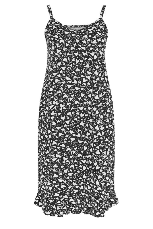 YOURS Plus Size Black & White Heart Print Chemise Nightdress | Yours Clothing 5