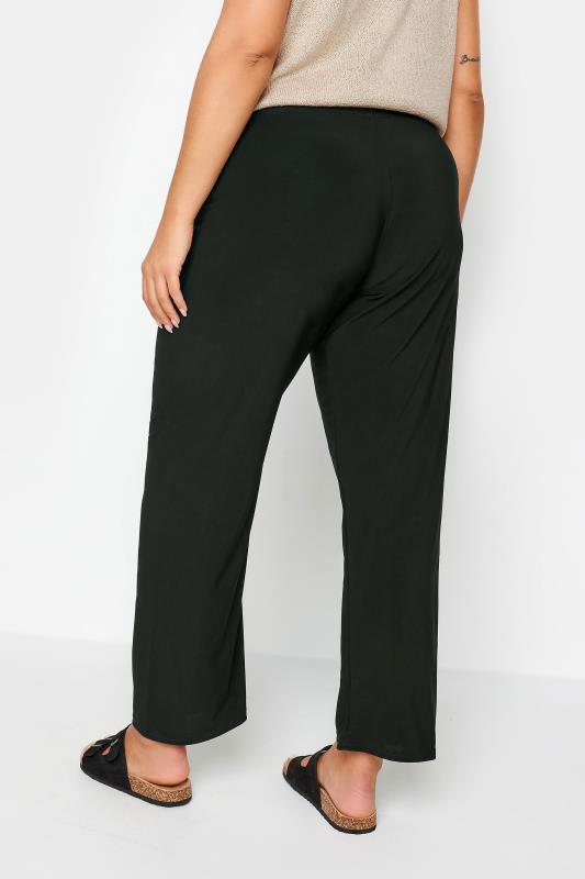 Plus Size Black Pull On Wide Leg Trousers | Yours Clothing 8