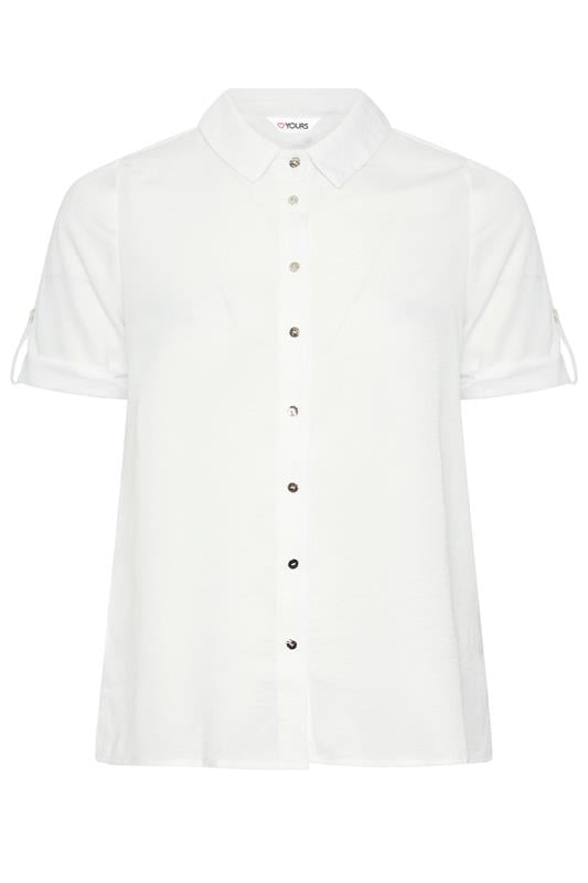 YOURS Plus Size White Relaxed Short Sleeve Shirt | Yours Clothing 5